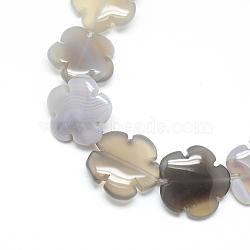 Natural Grey Agate Bead Strands, Flower, 15.5~16x16x6mm, Hole: 1mm, about 25pcs/strand, 15.1 inch(G-T003-16mm-14)