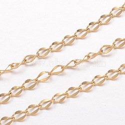 Ion Plating(IP) 304 Stainless Steel Curb Chains, Soldered, Twisted Chains, for Jewelry Making, Golden, 4x2x0.4mm(X-CHS-K004-16G-0.4mm)