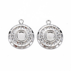 304 Stainless Steel Pendant Cabochon Settings, Cadmium Free & Nickel Free & Lead Free, Flat Round, Stainless Steel Color, Tray: 4.5mm, 18.5x15.5x1.5mm, Hole: 1.6mm(STAS-N097-087-NR)