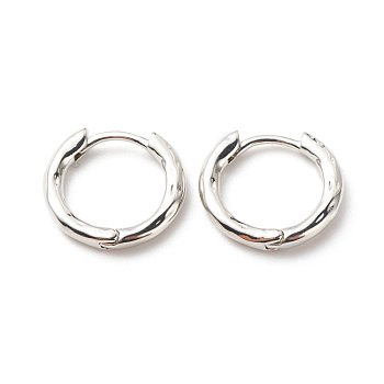 Brass Tubular Hoop Earrings for Women, Cadmium Free & Lead Free, Platinum, 13.5x14.5x2mm, Pin: 0.8mm