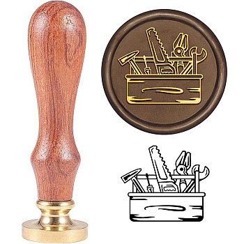 Brass Wax Seal Stamp with Handle, for DIY Scrapbooking, Tools Pattern, 3.5x1.18 inch(8.9x3cm)