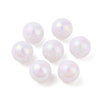 Plated ABS Plastic Beads, Round, White, 16mm, Hole:3mm