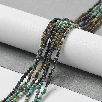 Natural HuBei Turquoise Beads Strands, Round Beads, Faceted, 2x2mm, Hole: 0.5mm, about 190~195pcs/strand, 14.96''~15.35''(38~39cm)