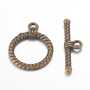 ibetan Style Alloy Toggle Clasps, Cadmium Free & Nickel Free & Lead Free, Antique Bronze, 22.5x18mm, Hole: 2mm