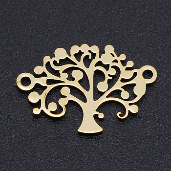 201 Stainless Steel Links connectors, Tree, Golden, 14x20x1mm, Hole: 1.5mm