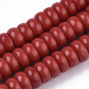 Synthetic Turquoise Beads Strands, Dyed, Rondelle, Red, 14x7mm, Hole: 1.8mm