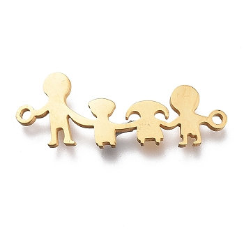304 Stainless Steel Links Connectors, Laser Cut, Family, Golden, 9.5x25x1mm, Hole: 1mm