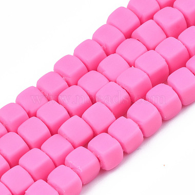 Hot Pink Cube Polymer Clay Beads