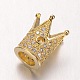 Large Hole Crown Brass Micro Pave Cubic Zirconia European Beads(ZIRC-L045-03G)-1