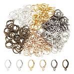 240Pcs 6 Colors Brass Leverback Earring Findings, with Loops, Mixed Color, 16x13x1.8mm, Hole: 1.9mm, Pin: 0.6mm, 40Pcs/color(FIND-AR0004-92)