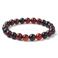 Natural Indian Agate Round Beaded Stretch Bracelets, Inner Diameter: 2-3/8 inch(6~6.1cm)(BJEW-TA00410-01)