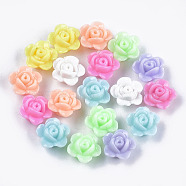 Opaque Acrylic Beads, Flower, Mixed Color, 12x12.5x7.5mm, Hole: 1.6mm(X-MACR-S296-78)