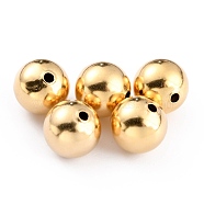 Brass Beads, Long-Lasting Plated, Round, Real 24K Gold Plated, 10mm, Hole: 1.6mm(X-KK-O133-011C-G)