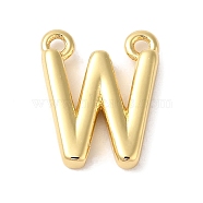 Rack Plating Brass Pendants, Long-Lasting Plated, Lead Free & Cadmium Free, Letter Charms, Real 18K Gold Plated, Letter W, 11x9x2mm, Hole: 1mm(KK-L216-003G-W)