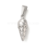 304 Stainless Steel Pendants, Ice Cream Charm, Stainless Steel Color, 21x7.5mm, Hole: 3x7mm(STAS-B053-33P)