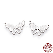 925 Sterling Silver Pendants, Butterfly Charms, Silver, 10.5x15.5x1.5mm, Hole: 0.8mm(STER-T006-16S)