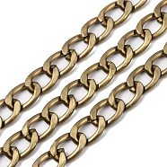 Aluminium Curb Chain, Unwelded, with Spool, Antique Bronze, 22x15x3mm, about 49.21 Feet(15m)/Roll(CHA-C003-07AB)