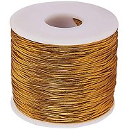 Round Elastic Cord, with Polyester Outside and Rubber Inside, Goldenrod, 1mm, 100m/roll(EC-PH0001-11)