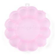 Flower Plastic Bead Storage Containers, 13 Compartments, Pink, 15.5x15.5x2.5cm(CON-Q023-21A)