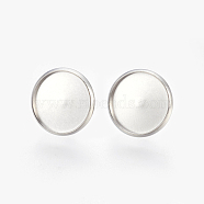 Eco-Friendly 316 Surgical Stainless Steel Stud Earring Settings, Flat Round, Stainless Steel Color, Tray: 14mm, 16x2mm, Pin: 0.7mm(STAS-F181-01P-14mm)