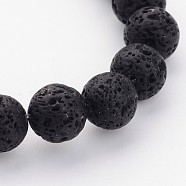 Natural Lava Rock Beads Strands, Round, Black, 8mm, Hole: 2mm, about 47pcs/strand, 15 inch(X-G434-1A)