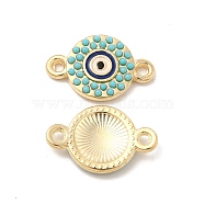 Alloy Connector Charms with Blue Enamel and Synthetic Turquoise, Flat Round Links, Nickel, Golden, 19x12x2.5mm, Hole: 1.6mm(FIND-H039-42G)