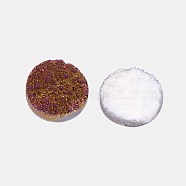 Electroplate Natural Druzy Crystal Cabochons, Flat Round, Dyed, Purple, 12x3~6mm(G-L047-12mm-07)