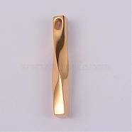 Twisted Strip 304 Stainless Steel Pendants, Golden, 40~41x6~7x6~7mm, Hole: 2x5mm(STAS-F103-08A)