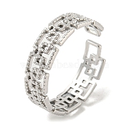 304 Stainless Steel Open Cuff Ring, Hollow Rectangle, Stainless Steel Color, US Size 8(18.1mm)(RJEW-C067-14P)
