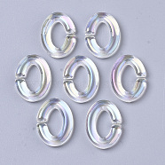 Transparent Acrylic Linking Rings, AB Color Plated, Quick Link Connectors, For Jewelry Cable Chains Making, Oval, Clear AB, 16.5x11.5x3mm, Inner Diameter: 4x9mm(PACR-R246-049)