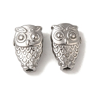 Non-Tarnish 304 Stainless Steel Beads, Owl, Stainless Steel Color, 10x6.5x3.5mm, Hole: 1.4mm(STAS-K285-06P)