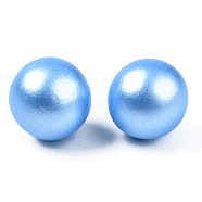 Painted Round Schima Wood Earrings for Girl Women, Stud Earrings with 316 Surgical Stainless Steel Pins, Light Sky Blue, 15mm, Pin: 0.7mm(EJEW-T017-01B)