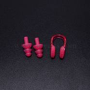 Silicone Nose Clip & Earplug Set, for Swimming Protective Gear, Deep Pink, 36x22x16mm, 3pcs/set(AJEW-WH0240-32C)