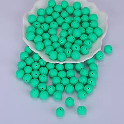 Round Silicone Focal Beads, Chewing Beads For Teethers, DIY Nursing Necklaces Making, Spring Green, 15mm, Hole: 2mm(SI-JX0046A-30)