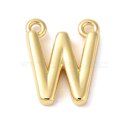 Rack Plating Brass Pendants, Long-Lasting Plated, Lead Free & Cadmium Free, Letter Charms, Real 18K Gold Plated, Letter W, 11x9x2mm, Hole: 1mm(KK-L216-003G-W)