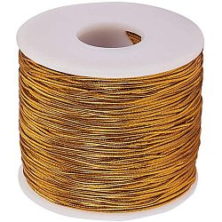 Round Elastic Cord, with Polyester Outside and Rubber Inside, Goldenrod, 1mm, 100m/roll(EC-PH0001-11)
