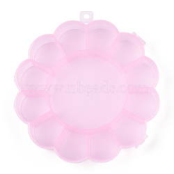 Flower Plastic Bead Storage Containers, 13 Compartments, Pink, 15.5x15.5x2.5cm(CON-Q023-21A)