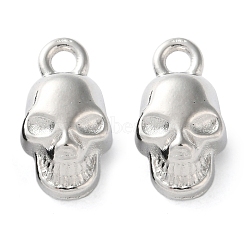 Alloy Pendants, Skull Head Charms, Platinum, 13x7x6.5mm, Hole: 1.6mm(FIND-L020-006P)