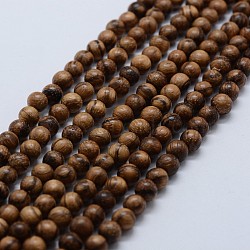 Natural Wood Beads Strands, Round, 6~6.5mm, Hole: 1.5mm, about 67pcs/strand, 14.4 inch(36.7cm)(WOOD-F006-04-6mm)