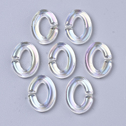 Transparent Acrylic Linking Rings, AB Color Plated, Quick Link Connectors, For Jewelry Cable Chains Making, Oval, Clear AB, 16.5x11.5x3mm, Inner Diameter: 4x9mm(PACR-R246-049)