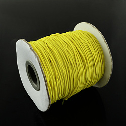 Round Elastic Cord, with Nylon Outside and Rubber Inside, Gold, 1mm, about 109.36 yards(100m)/roll(EC-R001-1mm-028A)