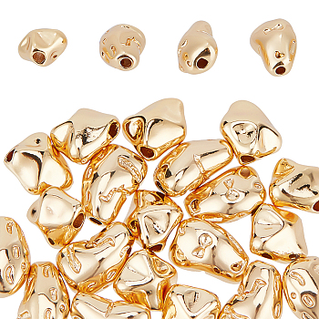 20Pcs 2 Styles Rack Plating Brass Spacer Beads, Nuggets, Real 18K Gold Plated, 6.5~8x5~6.5x4.5mm, Hole: 1~1.5mm, 10pcs/style