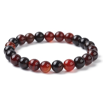 Natural Indian Agate Round Beaded Stretch Bracelets, Inner Diameter: 2-3/8 inch(6~6.1cm)