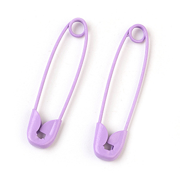Iron Safety Pins, Lilac, 30x7x2mm, Pin: 0.7mm