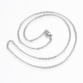 304 Stainless Steel Cable Chain Necklaces, with Lobster Claw Clasps, Stainless Steel Color, 17.7 inch(45cm), 10strand/bag