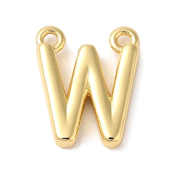 Rack Plating Brass Pendants, Long-Lasting Plated, Lead Free & Cadmium Free, Letter Charms, Real 18K Gold Plated, Letter W, 11x9x2mm, Hole: 1mm