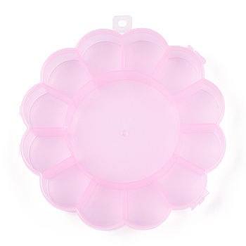 Flower Plastic Bead Storage Containers, 13 Compartments, Pink, 15.5x15.5x2.5cm