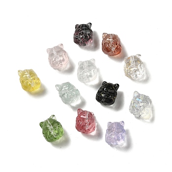 Transparent Glass Beads, Gradient Color, Fox, Mixed Color, 16x14x12.5mm, Hole: 1.5mm
