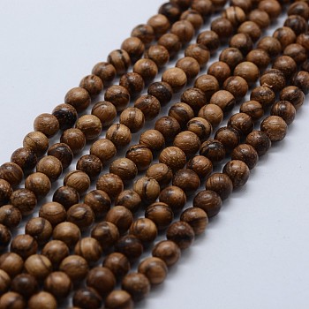 Natural Wood Beads Strands, Round, 6~6.5mm, Hole: 1.5mm, about 67pcs/strand, 14.4 inch(36.7cm)