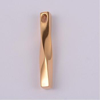 Twisted Strip 304 Stainless Steel Pendants, Golden, 40~41x6~7x6~7mm, Hole: 2x5mm